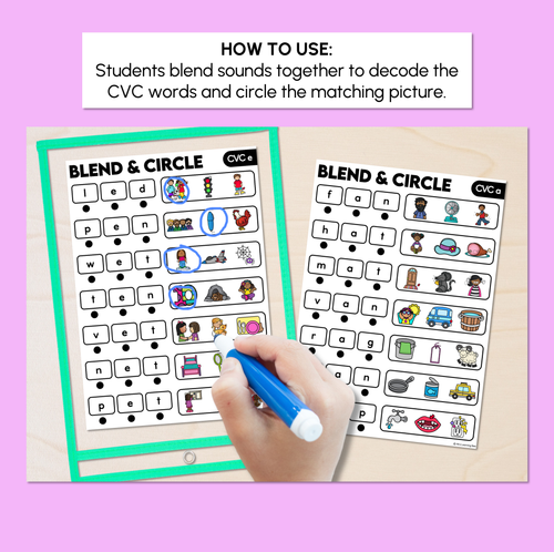 Resource preview 2 for Blend & Circle - CVC E Words Blending Mats