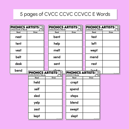 Resource preview 4 for Phonics Artists - CVC CVCC CCVC E Words - Decodable Words Activity