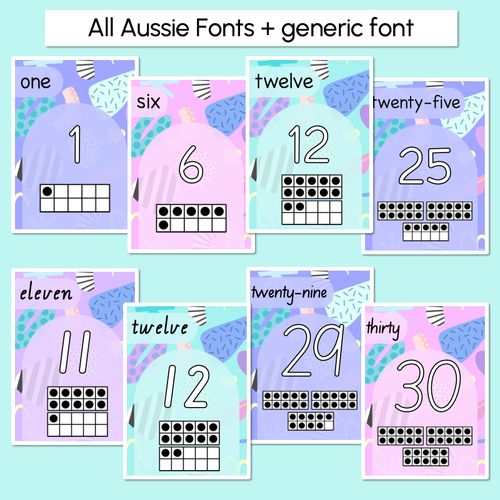 Resource preview 2 for NUMBER POSTERS 1-30 - The Wonderland Collection