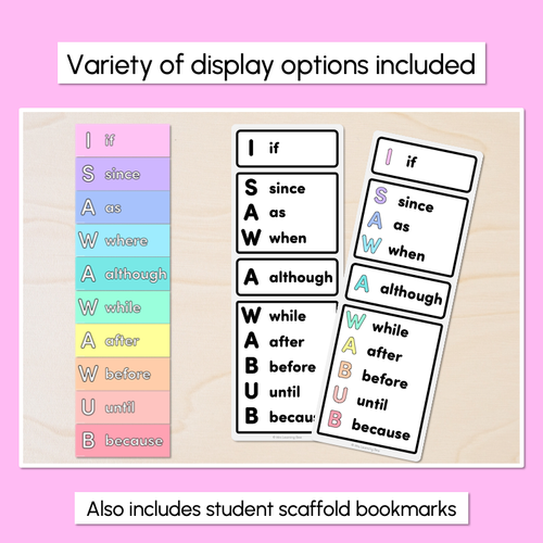 Resource preview 4 for I SAW A WABUB Poster Displays for Subordinating Conjunctions (Complex Sentences)