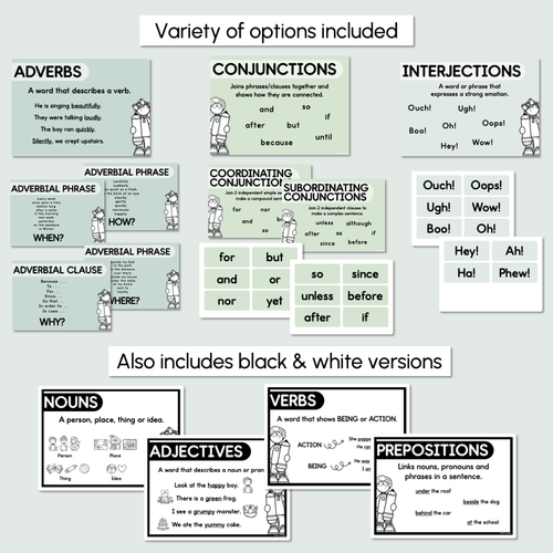 Resource preview 4 for Parts of Speech Posters - The Eucalyptus Edit - Eucalyptus Classroom Decor