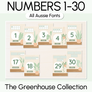 Number Posters 1-30 - The Greenhouse Collection - Natural Classroom Decor