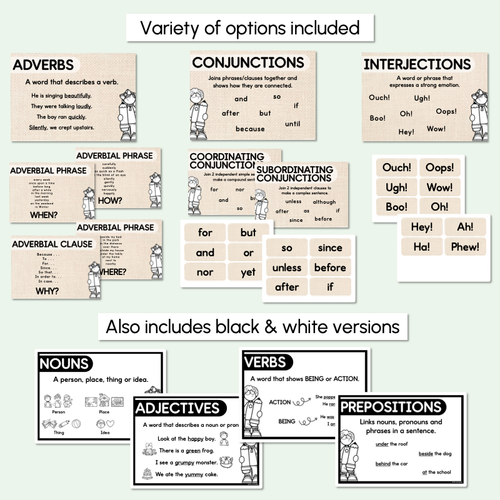 Resource preview 4 for Parts of Speech Posters - The Greenhouse Collection - Natural Classroom Decor