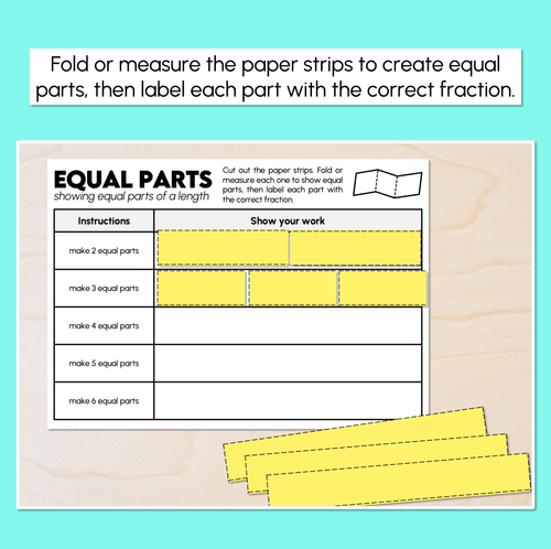 Resource preview 2 for Equal Parts of a Length - Fractions Worksheet