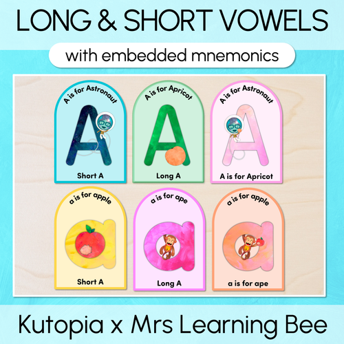 Resource preview 1 for Long & Short Vowel Sound Posters with Embedded Mnemonics - Uppercase & Lowercase Letters - The Kutopia Collection