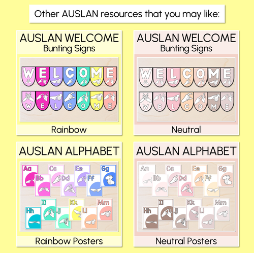 Resource preview 4 for AUSLAN Alphabet Posters - Australian Finger Spelling - Rainbow Classroom Decor