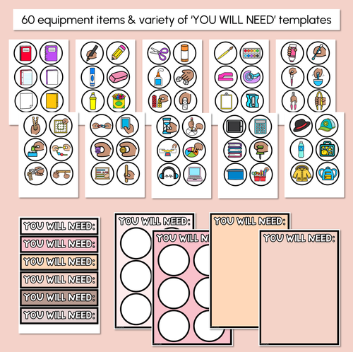 Resource preview 4 for Instructional Icon Editable Templates - Classroom Instructions & Equipment Visuals - NEUTRAL PALETTE