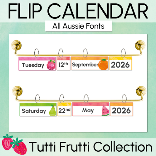 Resource preview 1 for Classroom Flip Calendar - The Tutti Frutti Collection - Colourful Classroom Decor