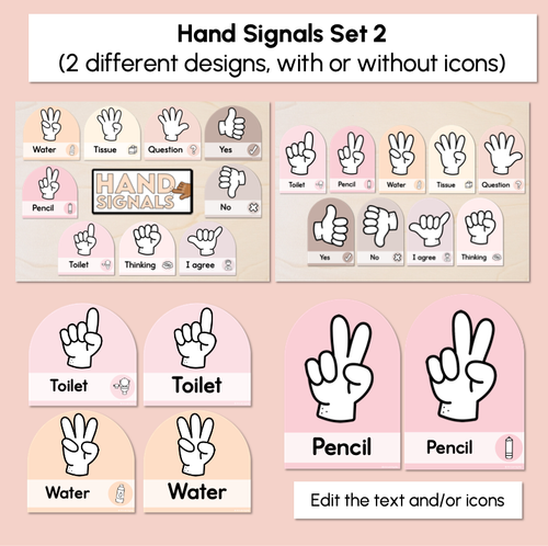 Resource preview 3 for Hand Signals - Editable Neutral Templates - Instructional Signs