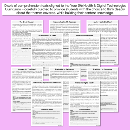Resource preview 2 for Year 5 & 6 Fluency Texts & Comprehension Questions - Health & Digital Technologies