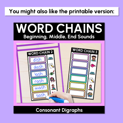 Resource preview 4 for Consonant Digraph Word Chains for Beginning, Middle & End Sounds - Decodable PowerPoint