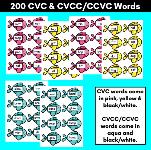 Resource preview 3 for CVC CCVC CVCC WORD FISH - Editable Magnetic Fish Templates