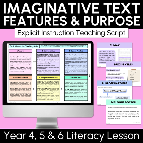 Resource preview 1 for Imaginative Text Features & Purpose - Explicit Instruction Teaching Script - Year 4, 5 & 6 Imaginative Texts