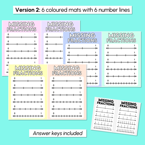 Resource preview 4 for Missing Fractions - Fractions on a Number Line Task Mats