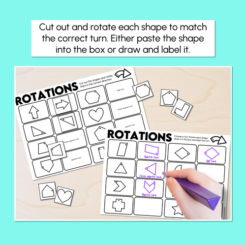 Resource preview 2 for Quarter, Half & Three-Quarter Turns – Rotations Worksheets