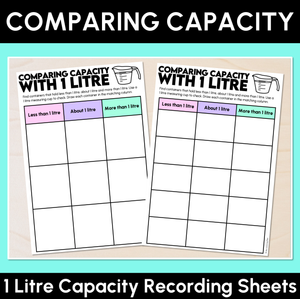 Comparing Capacity with 1 Litre Recording Sheets