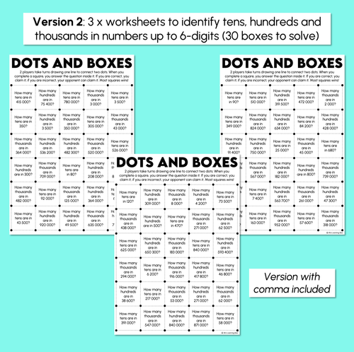 Resource preview 4 for Dots & Boxes - Place Value Activity