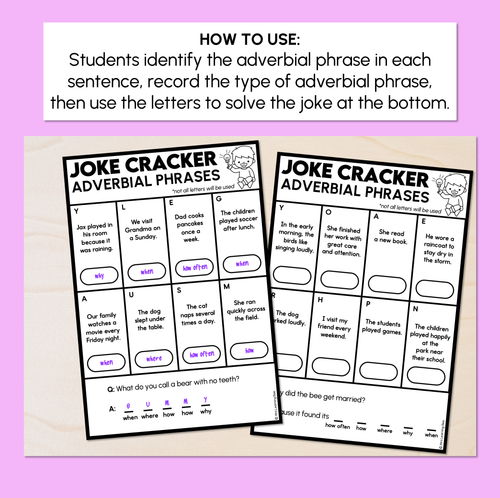 Resource preview 2 for Joke Code Cracker - Adverbial Phrase