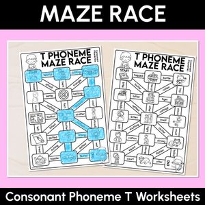 Consonant Phoneme T Words Maze Race - Consonant T Words Worksheets