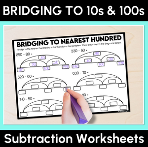 Bridging to 10s & 100s - Subtraction Worksheets