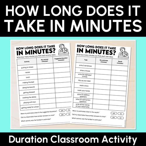 Resource preview 1 for How Long Does It Take in Minutes? - Duration Classroom Activity