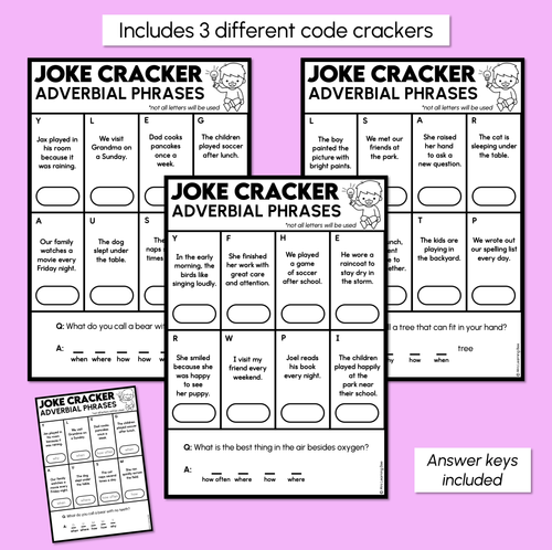 Resource preview 3 for Joke Code Cracker - Adverbial Phrase