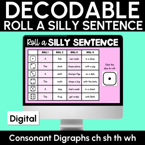 Resource preview 2 for Roll a Silly Sentence CVC/CVCC Words & Consonant Digraphs Bundle