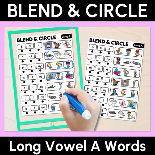 Resource preview 5 for Blend & Circle - Long Vowel Words Blending Mats Bundle