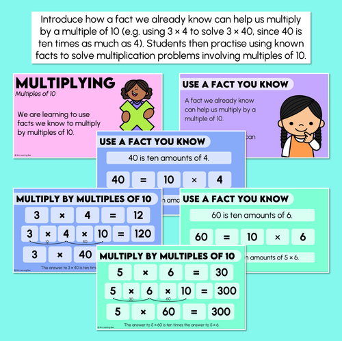 Resource preview 2 for Multiplying by Multiples of 10 Using Multiplication Facts Teaching Slides
