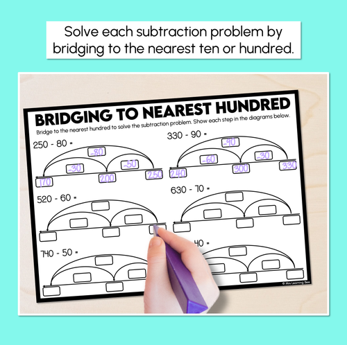 Resource preview 2 for Bridging to 10s & 100s - Subtraction Worksheets