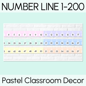 PASTEL CLASSROOM DECOR Number Line 1-200