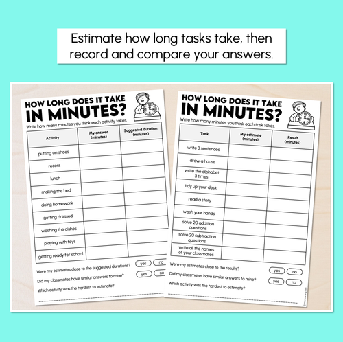 Resource preview 2 for How Long Does It Take in Minutes? - Duration Classroom Activity