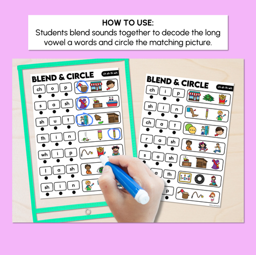 Resource preview 2 for Blend & Circle - Long Vowel A Words Blending Mats