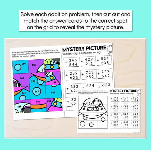Resource preview 2 for Mystery Picture Puzzle - 3-Digit Addition