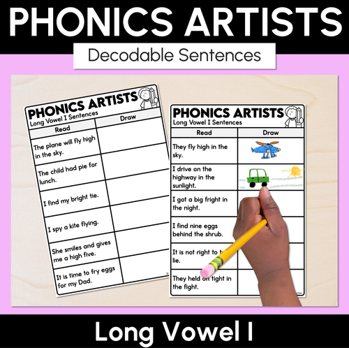 Resource preview 6 for Phonics Artists - Long Vowels Decodable Sentences Activity Bundle