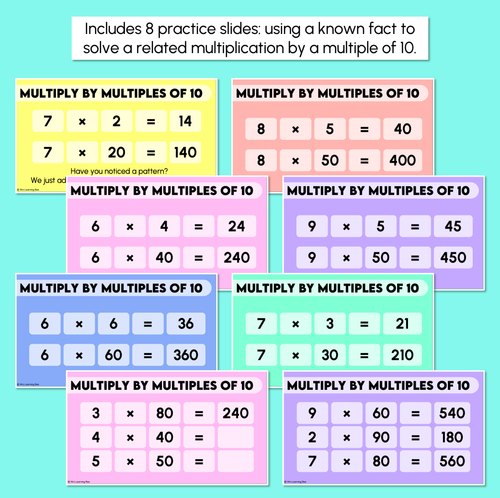 Resource preview 3 for Multiplying by Multiples of 10 Using Multiplication Facts Teaching Slides