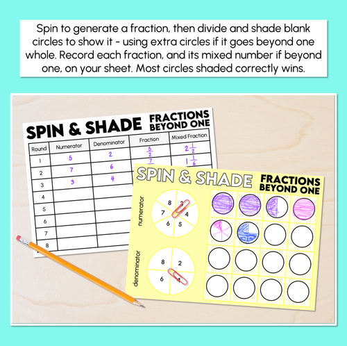 Resource preview 2 for Spin and Shade - Fractions Beyond One Whole