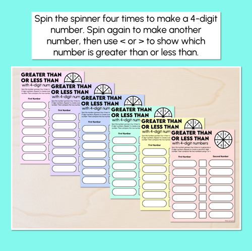 Resource preview 2 for Greater Than, Less Than - 4-Digit Numbers - Printable Mats
