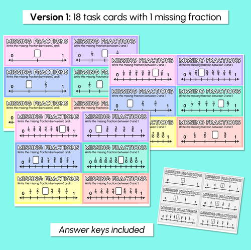 Resource preview 3 for Missing Fractions - Fraction on a Number Line Task Cards