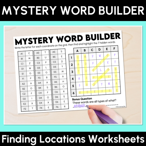 Resource preview 1 for Mystery Word Builder – Finding Locations Worksheets