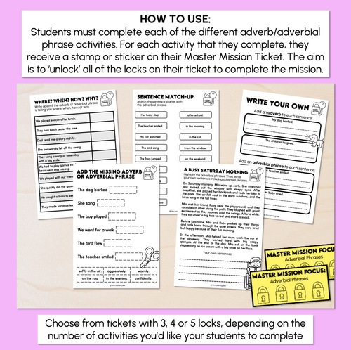 Resource preview 2 for Adverbs & Adverbial Phrases - Master Mission Activity