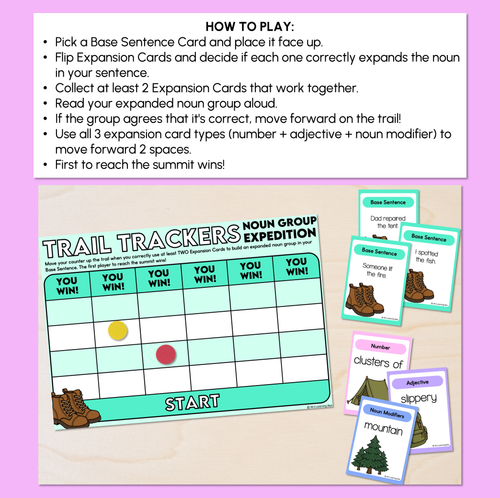 Resource preview 2 for Trail Trackers - Noun Groups Game