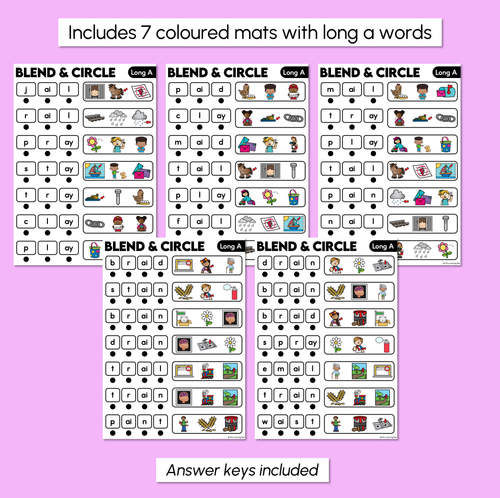 Resource preview 3 for Blend & Circle - Long Vowel A Words Blending Mats