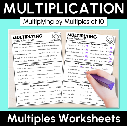 Resource preview 1 for Multiplying by Multiples of 10 and 100 Using Multiplication Facts Worksheets