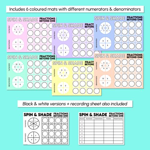 Resource preview 3 for Spin and Shade - Fractions Beyond One Whole