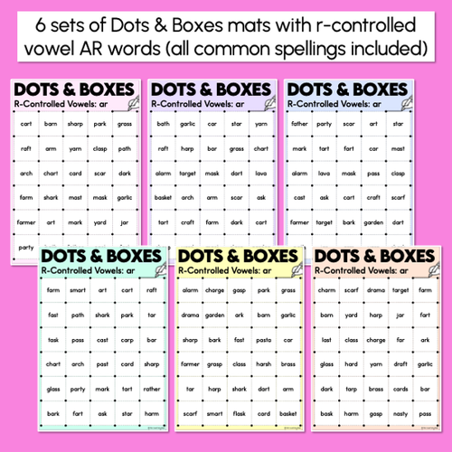 Resource preview 2 for Dots and Boxes Phonics Game - R-Controlled Vowel AR Words