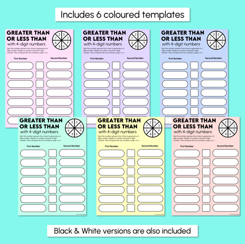 Resource preview 3 for Greater Than, Less Than - 4-Digit Numbers - Printable Mats