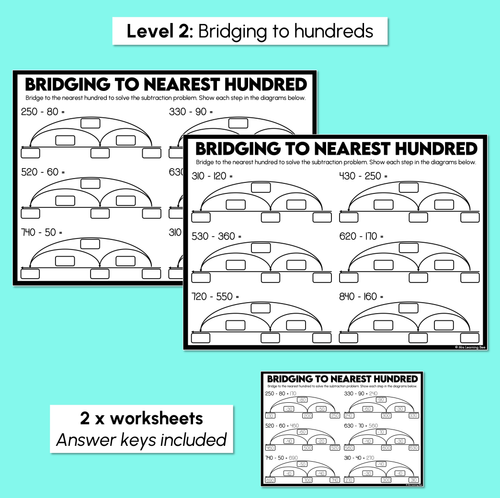 Resource preview 4 for Bridging to 10s & 100s - Subtraction Worksheets