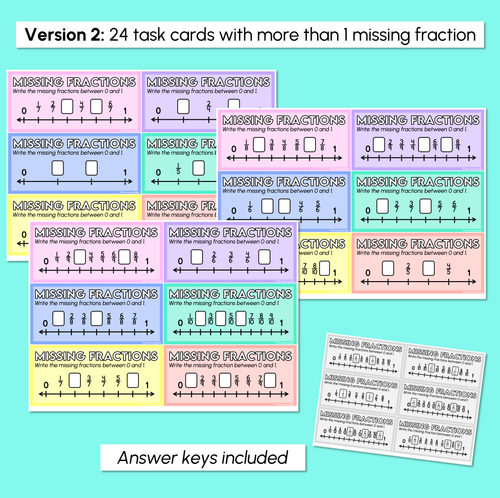 Resource preview 4 for Missing Fractions - Fraction on a Number Line Task Cards