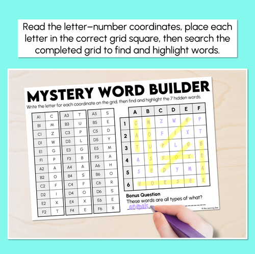 Resource preview 2 for Mystery Word Builder – Finding Locations Worksheets